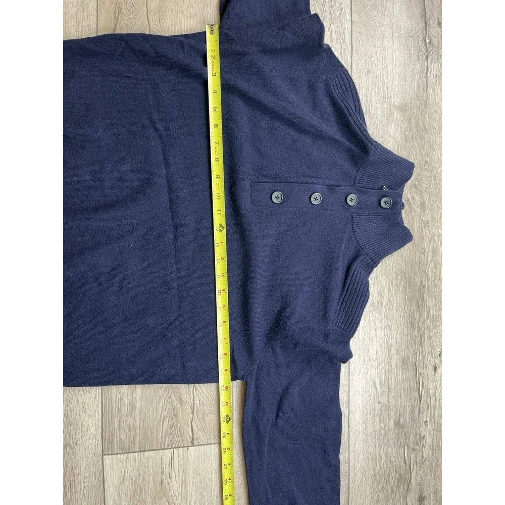Banana Republic Sweater Men's Large Blue Italian Yarn Merino Wool 1/4 Zip Button